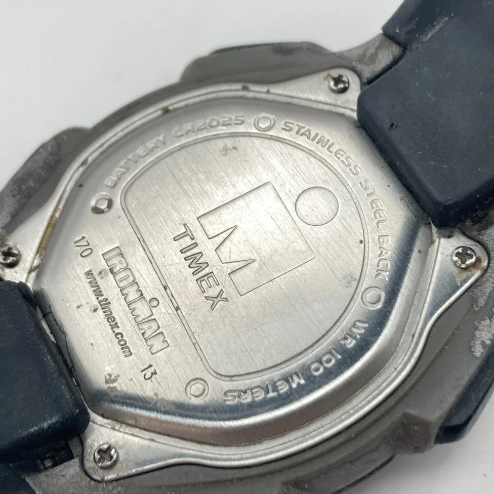 Timex Ironman Men's Watch Digital Gray Black Indiglo 30 Lap Chrono New Battery